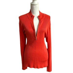 Boston Proper Soft Ribbed Half Zip Up Sweater Blouse Tunic NWT - XL